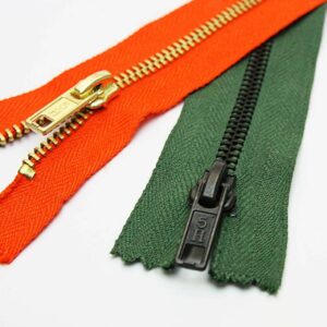 Coverall Zipper with brass teeth-green, orange
