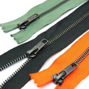 Coverall Zipper with brass teeth-green, black, orange